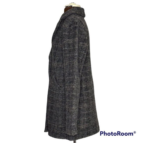 Plaid Grey Wool Blend Coat - Picture 7 of 8
